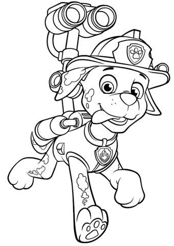 Paw Patrol Marshall With Water Cannon Coloring Page